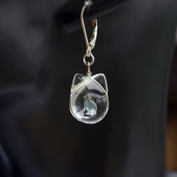 Et Par Søde Kat Pussy Dyr Sterling Sølv Farve fransk Dingle Drop Øreringe Til Kvinder Boho Mode Smykker Boheme