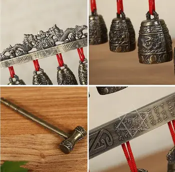 Messing klokker Kinesiske drage Runde form klokkespil gamle Kinesiske musikinstrumenter metal håndværk hjem dekoration