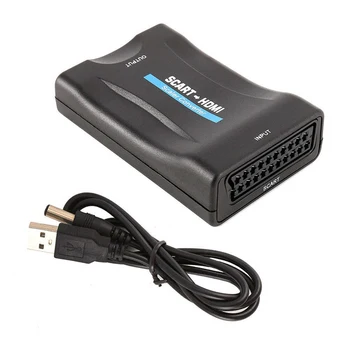 Zeadow SCART Til HDMI-Video Audio Fornemme Converter 1080P SCART-Indgang HDMI Adapter Til HIMLEN Blu-Ray-Afspiller, HDTV-DVD