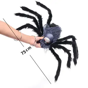 75CM Sjove Gadgets Simulering Skelet Spider Toy Naturtro Skræmmende Røde Øjne Sjov Nyhed Trick Falske Fejl Halloween Fest Rekvisitter