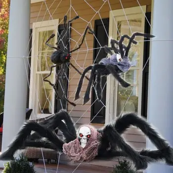 75CM Sjove Gadgets Simulering Skelet Spider Toy Naturtro Skræmmende Røde Øjne Sjov Nyhed Trick Falske Fejl Halloween Fest Rekvisitter