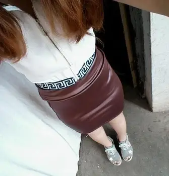 2019 koreanske vision kvindelige imiteret læder nederdel bunden Mat imiteret læder nederdel