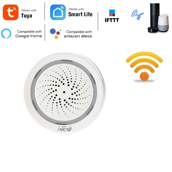 Temperatur Fugtighed Alarm Sensor Wifi Sirene Tuya Smart Liv App Arbejde med Echo Alexa Google Startside IFTTT