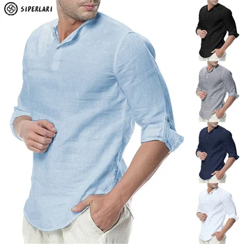SIPERLARI Mænds Lange Ærmer Bomuld Casual Åndbar Komfortable Shirt Fashion Style Solid Mandlige Løs Skjorter til mænd