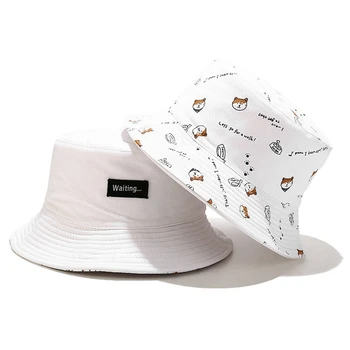 Fiskeren Hat Mænd og Kvinder, Sød og Sød Hund Trykt solhat Japansk Kunst Solcreme Bassin Hat Unisex Bucket Hat