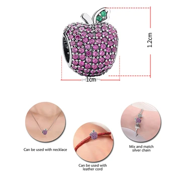 BELAWANG 925 Sterling Sølv Bane Apple Fancy Rose Red CZ & Grøn Krystal Charme Passer BW armbånd Armbånd DIY Smykker at Gøre