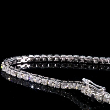 AEAW Massivt 14K White Gold DF 3mm Moissanite Lab Diamant Bryllup Bezel Armbånd til Kvinder Fødselsdag Fine Smykker Gave