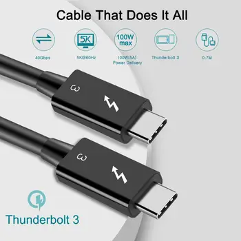 Thunderbolt-3 kabel 40Gbps 100W Thunderbolt 3 dock kabel-0,7 M 2.3 m 20V 5A TB3 kabel-5K