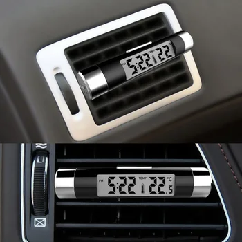 Bil LCD-Clip-on Digital Termometer, Ur Blå Baggrundsbelysning For Audi A3 A4 A5 A6 A7 A8 B6 B7 B8 C5 C6 TT Q3 Q5 Q7 S3 S4
