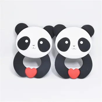 10 STK Baby Bidering Ring Panda Animal Shape Silicone-Bideringe Begyndervanskeligheder Halskæde DIY Baby Tygge Legetøj Spædbarn Gave BPA-Fri