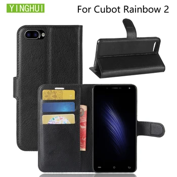YINGHUI Læder taske Til Cubot Rainbow 2 Cover Klassisk Stil Solid Farve Flip Wallet Telefonen Tilfælde Coque For Cubot Rainbow 2 Cover