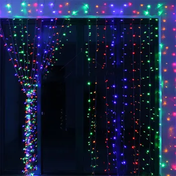 Thrisdar 10X1M 10X2M 10X4M 10x5 m Gardin Vindue LED String Lys Krans Udendørs Bryllup julefrokost Event Væggen Icicle Lys