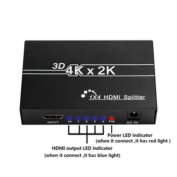 Hdmi Splitter 1x4 HDMI Switch DC 5V Strømforsyning Adapter 1: 4 Ud Switcher Til Lyd 4K HDTV 1080P Video-DVD