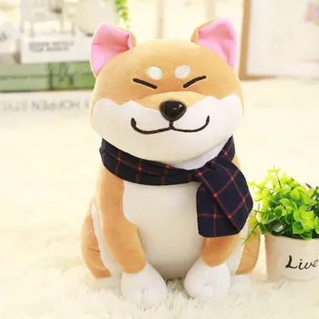Søde Piger Bære Tørklæde Shiba Inu Hund Bløde Dukke Toy Bløde Fyld Hvalp Hunde Plys Tegnefilm Toy Hvalp Plys Fødselsdag Gaver Til Børn