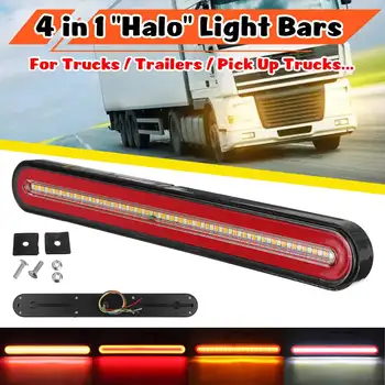 4/2/1x 4 i 1 Neon Halo Ring Hale Bremse Stop Lampe Vandtæt LED Trailer Truck 3rd stoplys blinklys Lys 12V 24V