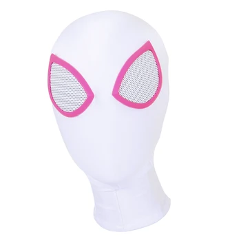 Spider Gwen Stacy Lycra Zentai Spider Hætteklædte Cosplay Maske Linse Halloween Fest Arrangement Hovedbeklædning