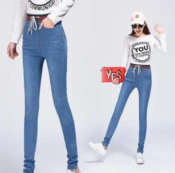 Nye Forårs Jeans Kvinder Elastisk Talje Slank Høj Talje Jeans Kvinder ' s Tøj Blyant Bukser bukser, Slim fit Bukser