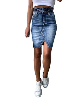 2020 Nye Hot Kvinde, Trendy Retro Vasket Pjusket Høj Talje Denim Nederdele Kvindelige Sommeren Elastisk Bodycon Hip Denim Nederdel Saia jeans