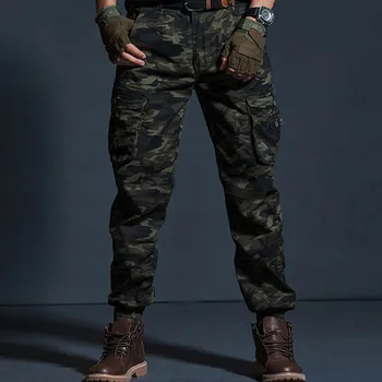 2019 Høj Kvalitet Khaki Casual Bukser Mænd Militære Taktiske Joggere Camouflage Cargo Bukser Multi-Lomme Måde Black Bukser