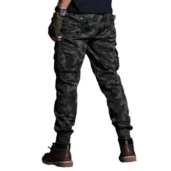 2019 Høj Kvalitet Khaki Casual Bukser Mænd Militære Taktiske Joggere Camouflage Cargo Bukser Multi-Lomme Måde Black Bukser