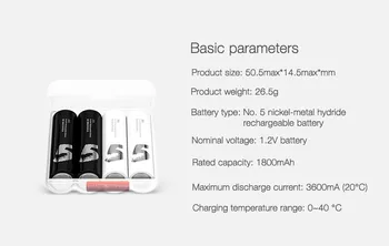 2019 Oprindelige Xiaomi ZMI ZI5 1800mAh 1,2 V Genopladeligt Ni-MH Batteri KTV batteri, fjernbetjening, batteri