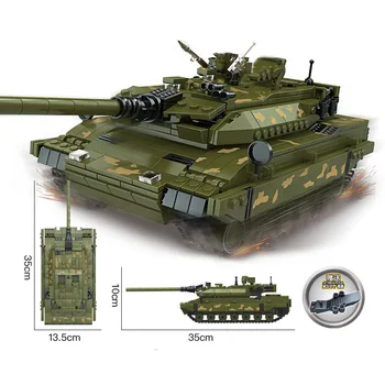 Militær-serien WWII tyske Leopard 2 kampvognen, Soldat våben DIY Model byggesten Mursten Legetøj Gaver
