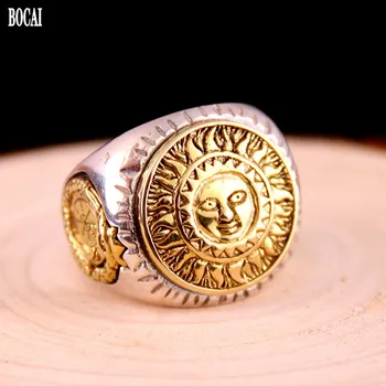 S925 ægte sterling sølv ring Sydkorea version sølv Ms mandlige gud bred åbning slipknot smykker ring