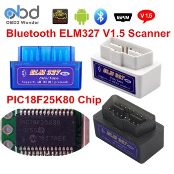 10stk/Masse Bluetooth ELM327 V1.5 PIC18F25K80 ELM 327 1.5 OBD2-Kode Læser Støtte Alle OBDII-Protokollen OBD-2 Bil Diagnostisk Scanner