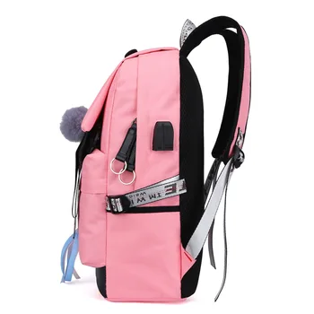 Fashion Kvinder, Rygsække, skoletasker Til Piger Teenagere Studerende Backbag Afslappet Rejse USB-Opladning, Vandtætte Rygsække-Pink