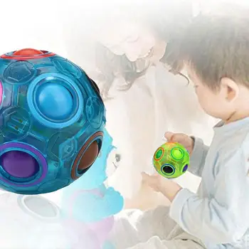 2STK Kreative Sfæriske Magiske Terninger Hastighed Fodbold Puzzle Bolden kid Lysende Regnbue Terninger Læring Pædagogisk Legetøj For Børn
