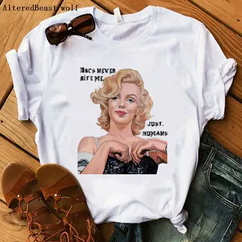 Marilyn Monroe sexede røde læber kvinder sommer mode print t-shirt til kvinder 2019 casual korte ærmer harajuku kvindelige mode toppe tee