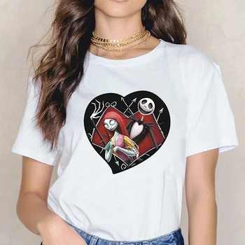 Jack Skellington Nightmare before Christmas Grafisk Tshirt 90'erne Top Tees Kvindelige T-Shirt Kvinder Tegnefilm Harajuku kvindelige T-shirt