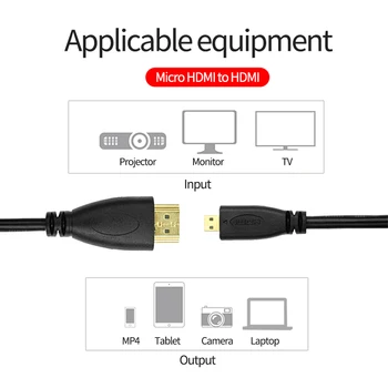 HDMI-kompatibel med Micro HDMI-kompatibelt Kabel 1080P 3D HD-Kvalitet Ledning, Hurtig Data Sync Hastighed TV-Skærm, der Splitter Udvidelse Tråde