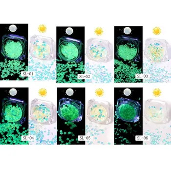 6 Flaske Lysende Pailletter Glød I Mørke Skinner Fluorescerende Pailletter Harpiks Smykker Resultater Nail Art Håndværk Værktøjer