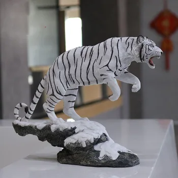 Mode Snow White Tiger Simulering Tiger Model Sibiriske Tiger Dekoration Husstand Håndværk Samleobjekter Figurer Figurer