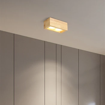 LED Downlight Overflade 6W loftsbelysning Led Monteret Loft Downlight Nordisk Jern+træ Spot lys til indendørs Foyer,Stue