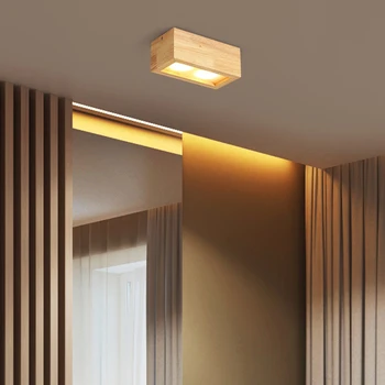 LED Downlight Overflade 6W loftsbelysning Led Monteret Loft Downlight Nordisk Jern+træ Spot lys til indendørs Foyer,Stue