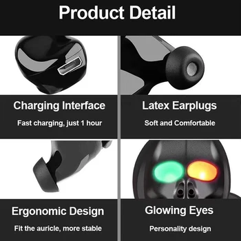 2020 Nye Kranie Knogler Bluetooth-Hovedtelefon med Mikrofon Noise Cancelling Hi-Fi Håndfri Bas Stereo Mini Micro Ørepropper Ørestykke