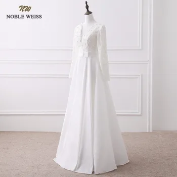 Formel Kjoler, Aften Kjole Robe De Soiree Blonde Pynt Perlebesat Aften Kjoler med Lange Ærmer Bruden Elegant Prom Dress