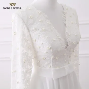 Formel Kjoler, Aften Kjole Robe De Soiree Blonde Pynt Perlebesat Aften Kjoler med Lange Ærmer Bruden Elegant Prom Dress