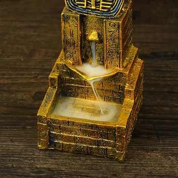 Golden Innovative Egyptiske Farao Tilbagestrømning Røgelse Brænder Harpiks Håndværk Håndlavet Og er Nem At Rengøre Med 10pcs Røgelse Kegle