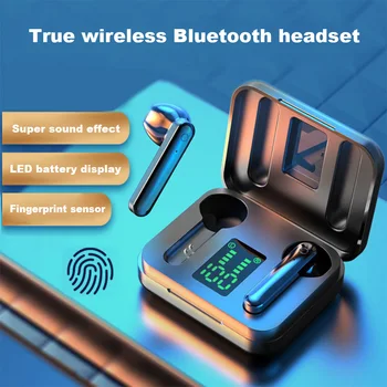 Bluetooth-TWS 5.1 Hovedtelefoner Touch Kontrol Trådløse Headphons HiFi Vandtæt Sport Earbuds Headset med LED-Display Opladning Box