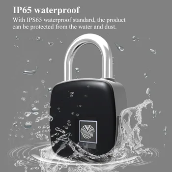 Anytek USB smart Genopladelige Smart Keyless fingeraftrykslåse, IP65 Vandtæt, Anti-Tyveri Sikring Hængelås på Døren Bagage Sagen Lås