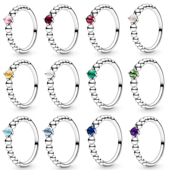 12 Farve Klassisk Sølvfarvet Ring Med Perle Fødselsdag Sten, Krystal Bryllup & Fest Ring For Kvinder Smykker
