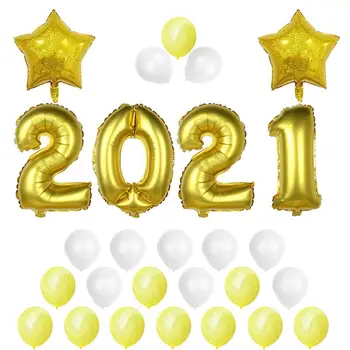 1 Sæt 27pcs Antal Balloner Aluminium Folie Latex Balloner Part Indretning 2021 Digital Aluminium Folie Ballon Sæt