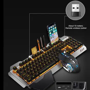 Holdbar Mus Og Tastatur Kombinationer Fine Design K680 2,4 G Wireless Gaming Genopladelige Baggrundsbelyst Mekanisk Føler, Mus Og Tastatur