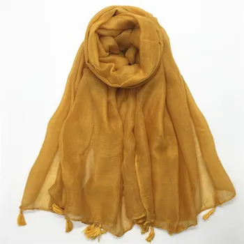 VISNXGI Viscose Tørklæde Kvinder Fashion Tørklæder Med Kvast Muslimske Almindelig Hijab Sjaler Wraps Bløde Solid Maxi Foulard Wrap Pashmina