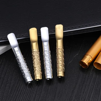 Udskæring Af Metal Cigaret Holder Filter Metalrør Mundstykke Filter Urt Rengøring Genanvendelse Røg Cigar Indehaveren Kæreste Gave