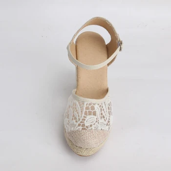 ANNYMOLI Platform-Wedge-Sandaler til Kvinder Sko Til 2019 Espadrille Høje Hæle Bohemia Lace Wedding Sko Ladie Sandaler Plus Size 34-43