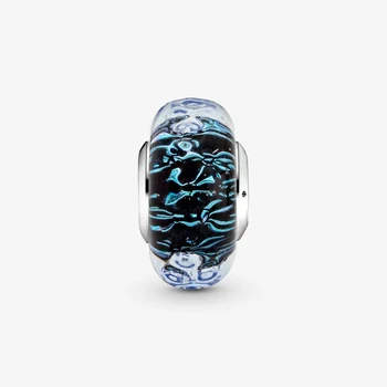 2020 Helt Nye S925 Sterling Sølv Perler Bølget Mørke Blå Murano Glas Ocean Charms passer Oprindelige Pandora Armbånd DIY Smykker